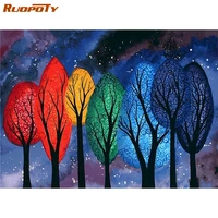 ruopoty diy frame oil painting by numbers abstract crafts for adults handpainted coloring by number tree home decoration