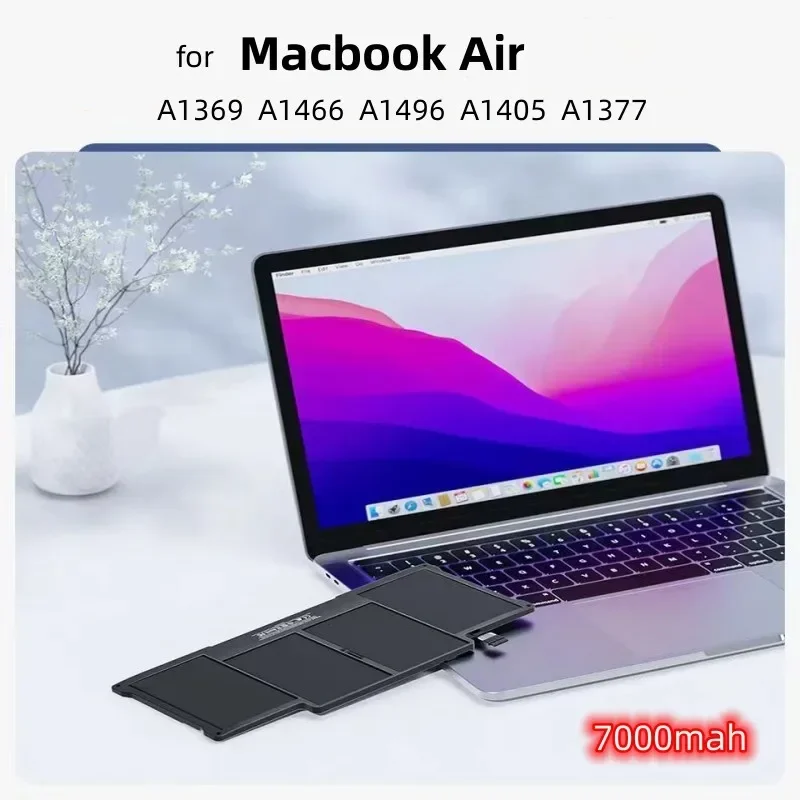 2023Обновление 7000 мАч7 6 В для Apple Macbook Air Аккумуляторы ноутбуков A1369 A1466 A1496 A1405 A1377