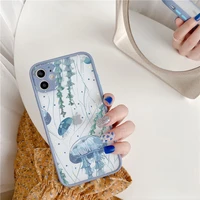 cute cartoon jellyfishes printed phone case for iphone 7 8 plus se 2020 12 13 mini 11 pro max x xr xs max matte shockproof cover