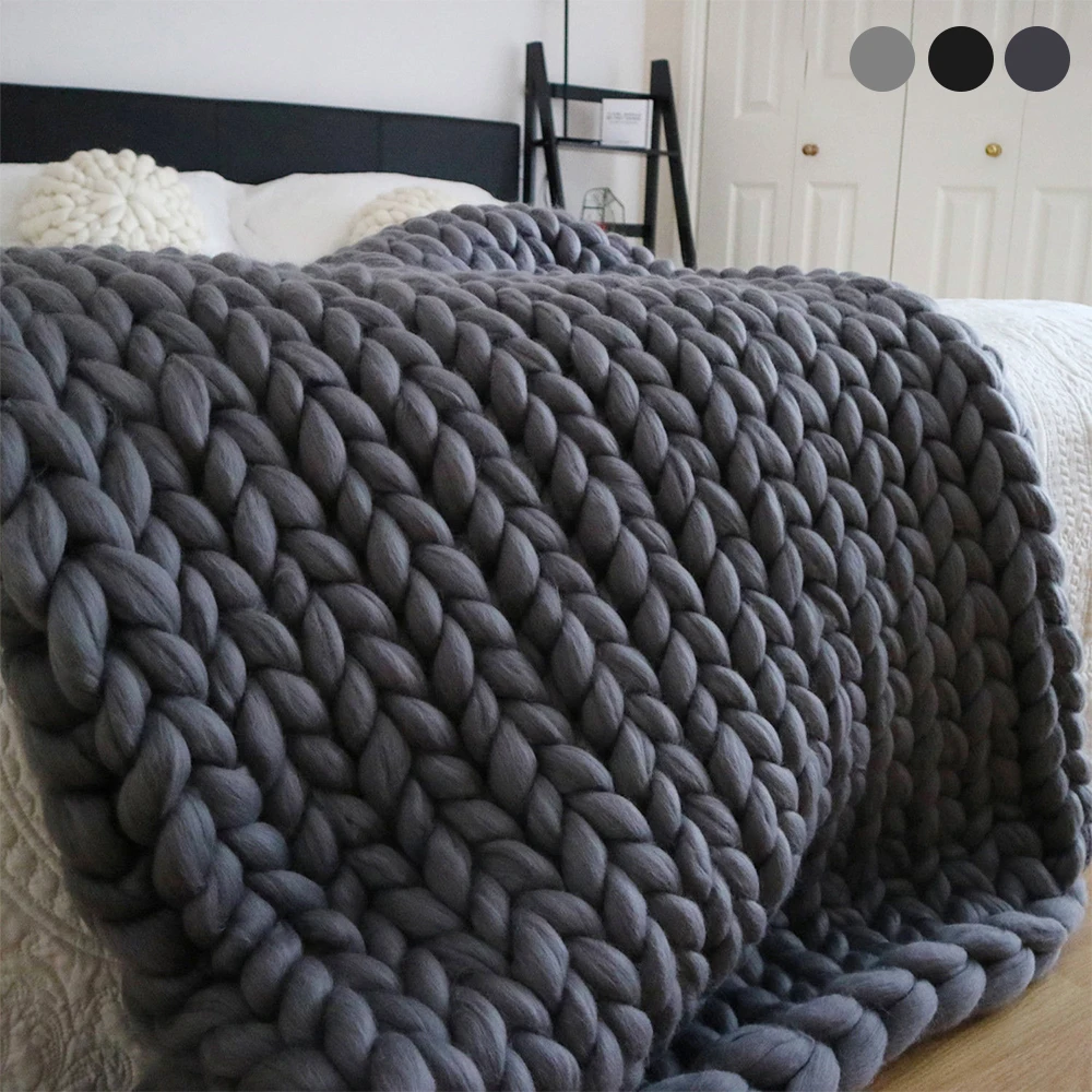 

Новое вязаное одеяло из шерсти мериноса, вязаный вручную ковер большого размера для домашних животных, кровати, кресла, дивана, коврика для йоги