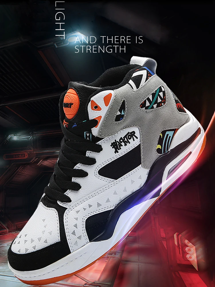 Damyuan 2022 Men's High Top Sports Trainers Antiskid Wear-resistant Youth Basketball Shoes Safety Protective Ankle Plug Size 46