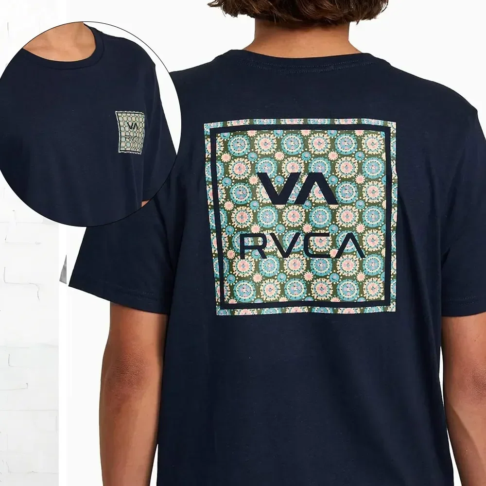 Фото RVCA Мужская футболка с коротким рукавом и круглым вырезом, хлопковая уличная модная мужская рубашка в стиле ретро, дизайнерские топы с короткими рукавами, уличная одежда №1