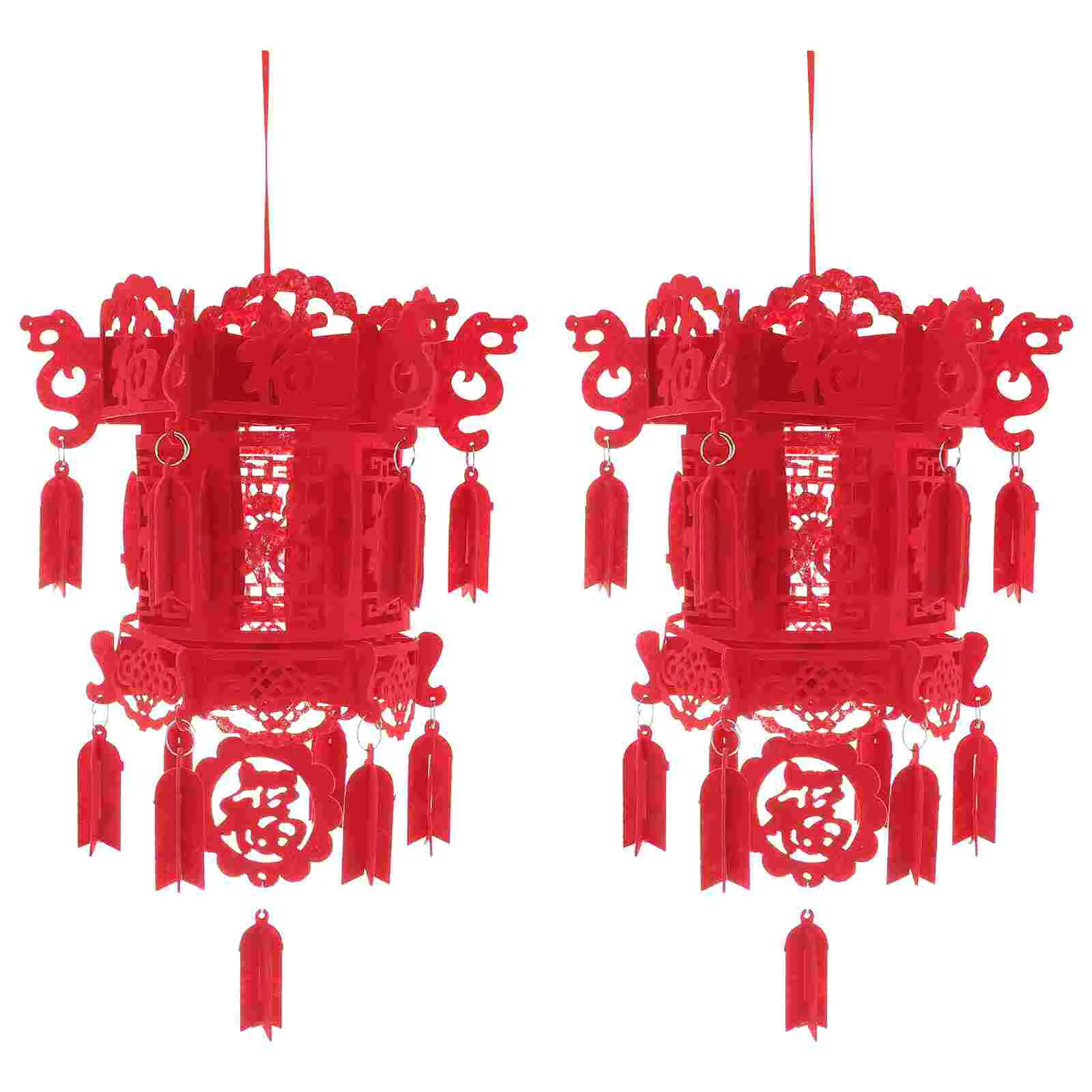 

2Pcs Lunar Year Decor for 2021 Chinese New Year Party Decorations Traditional Chinese Lantern Hanging Decorative Lanterns