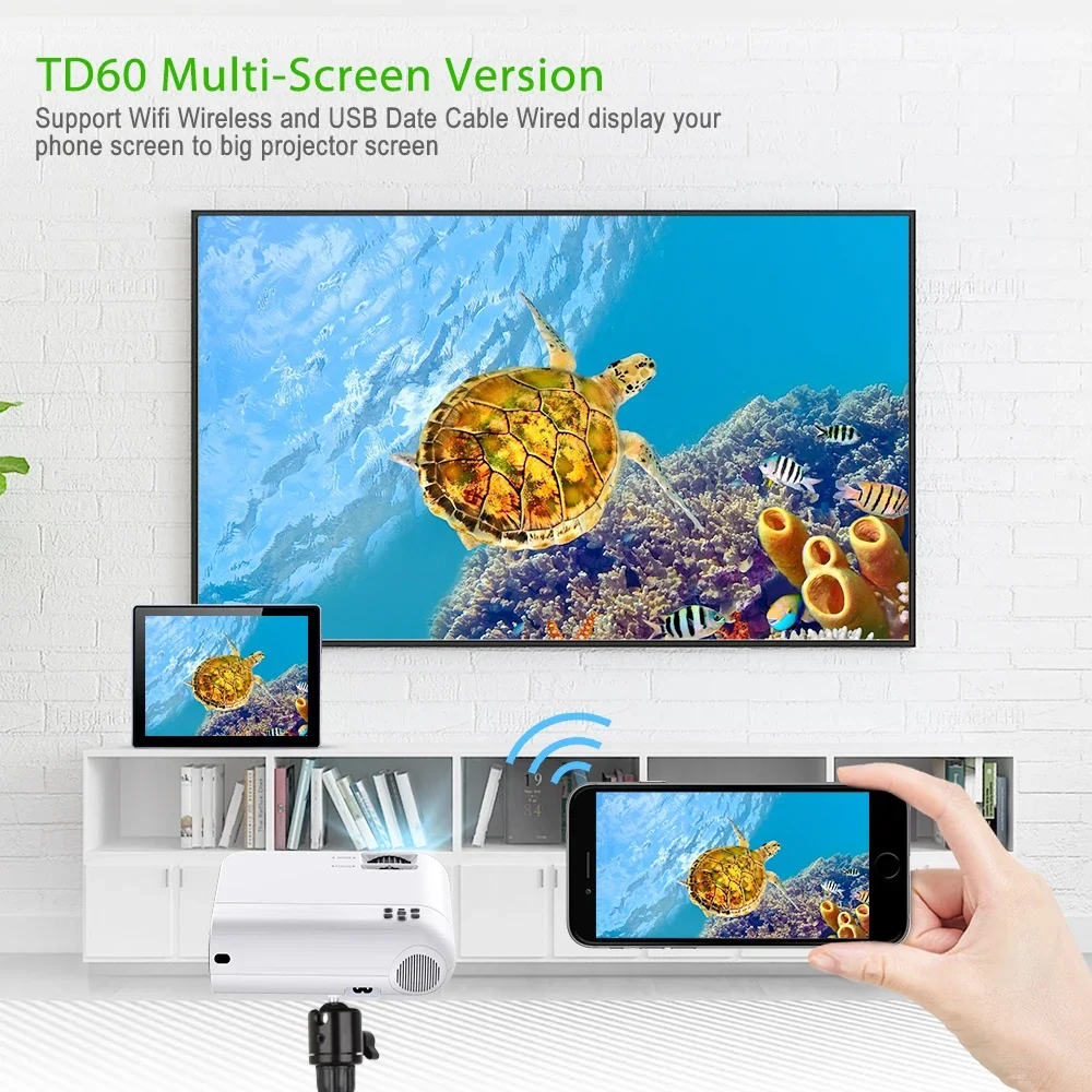 Мини-проектор TD60 Full HD 1080P светодиодный Wi-Fi Android