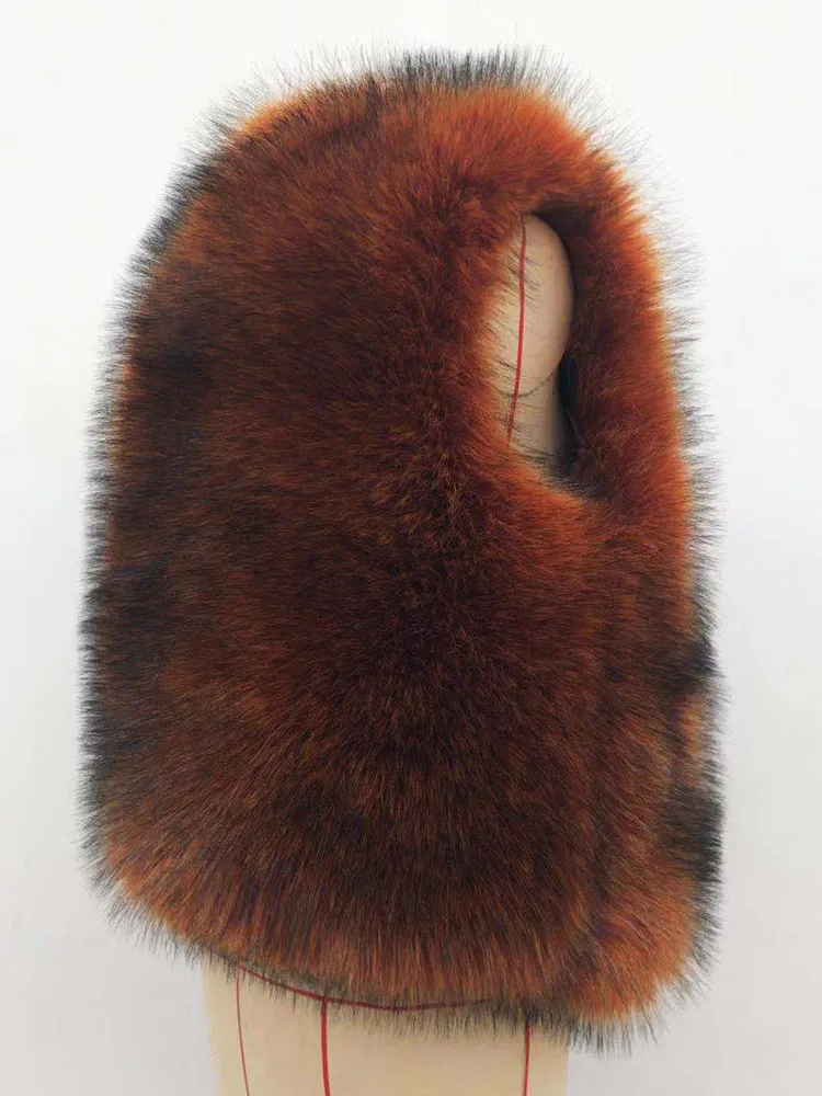 Luxury Fake Fox Fur Shawl Warm Woman Autumn Winter Coat Fluffy 2022 Elegant Sleeveless Vest Y2k Russia Designer Free Shipping