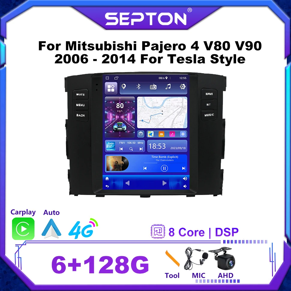SEPTON 9 7 дюйма для Mitsubishi Pajero 4 V80 V90 2006-2014 Tesla Style Экран Автомобильный Радио