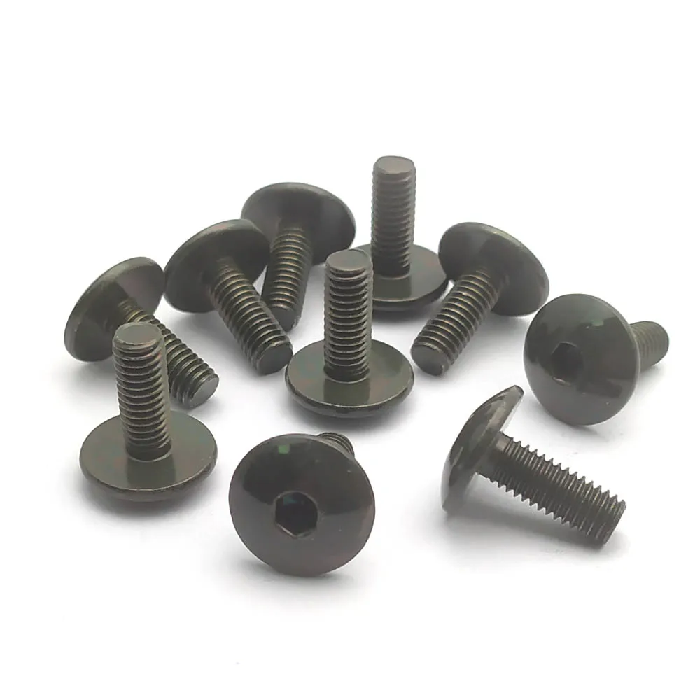 

100pcs M6 Allen Bolt Big Flat Round Head Inner Hexagon Screw Bolt 6mm M6X16 for Motorcycle Scooter ATV Moped Plastic Cover