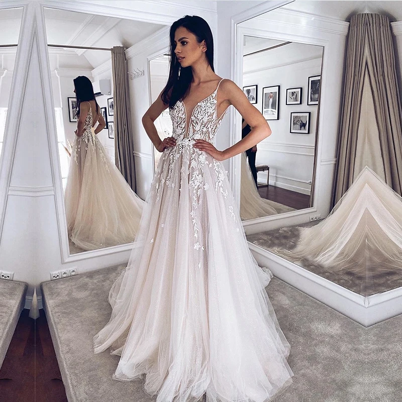 ZJ6017 Пляжное свадебное платье без рукавов с кружевной аппликацией 2024 невесты