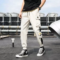 pockets cargo harem pants 2022 ribbons black hip hop casual male joggers trousers fashion casual streetwear pants mens side