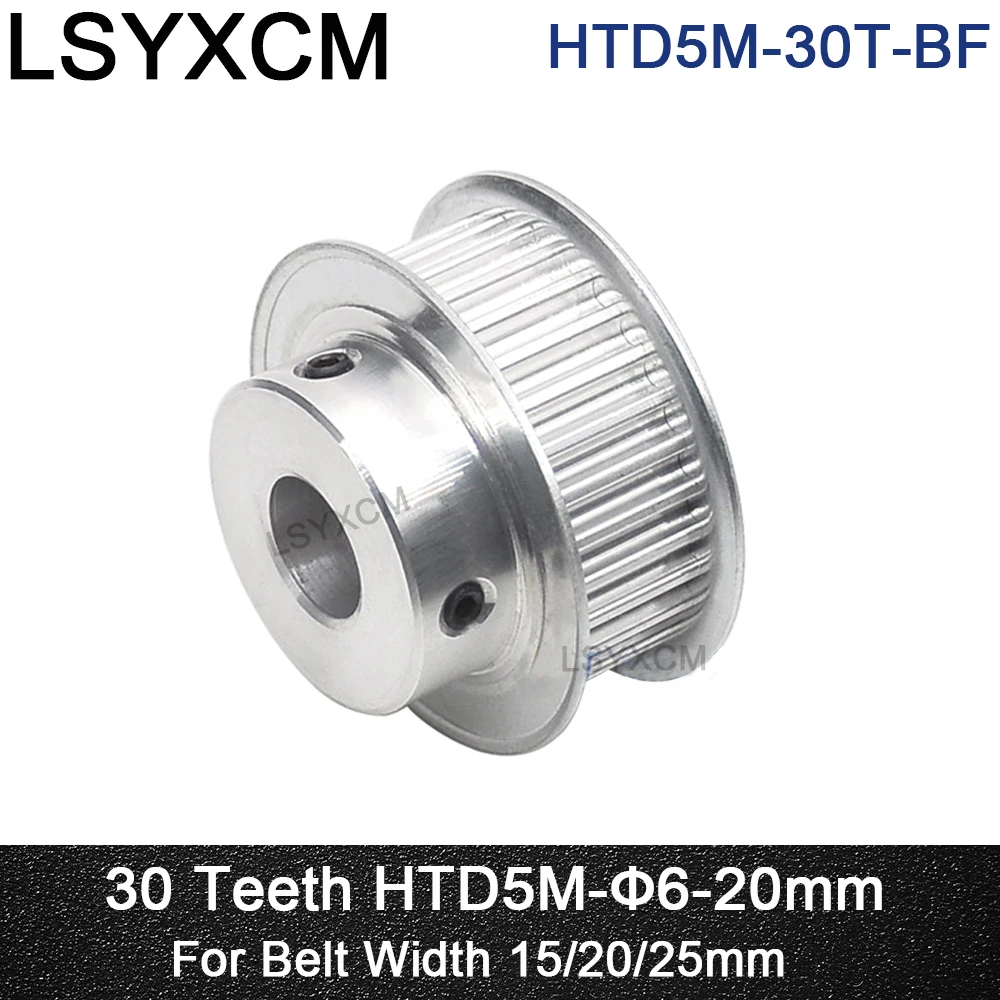 

30 Teeth HTD 5M Synchronous Pulley Bore 6/8/10/12/14/15/16/17/19/20mm for Width 15/20mm BF keyway HTD5M Timing Belt 30Teeth 30T