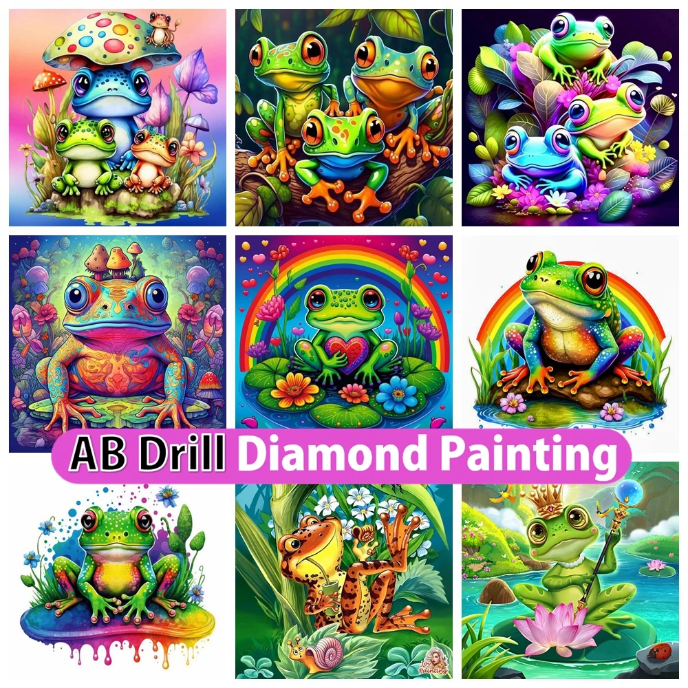 

Rainbow Frog 5D DIY AB Diamond Painting Embroidery Fantasy Cartoon Animal Cross Stitch Mosaic Rhinestones Handicraft Home Decor