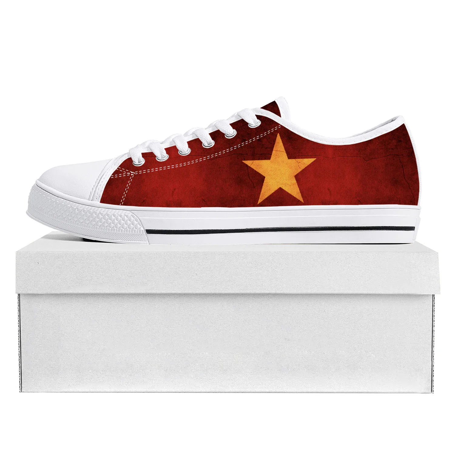 

vietnamese Flag Low Top High Quality Sneakers Mens Womens Teenager Canvas Sneaker vietnam Prode Casual Couple Shoes Custom Shoe