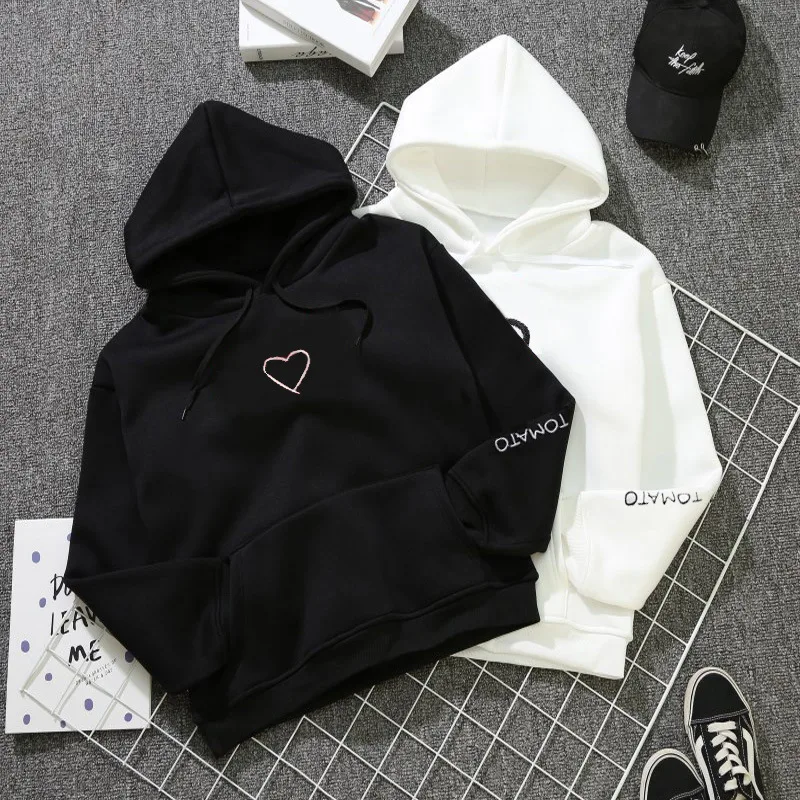 

Fashion Love Heart Women's Casual Lover Couple's Cotton Blend Sweatshirts For Autumn Pullovers streetwear Print Hoodies