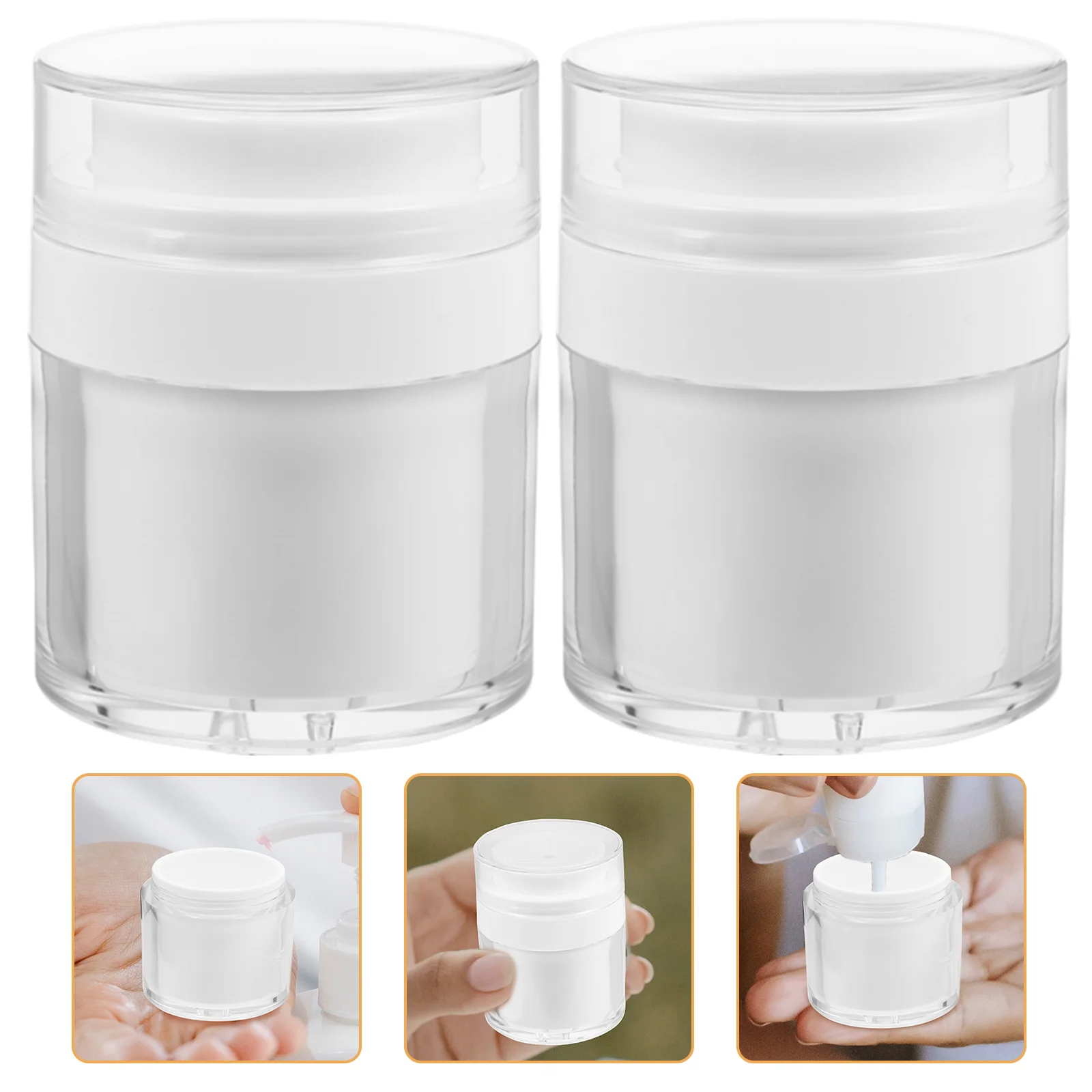 

2 Pcs Press Cream Jar Plastic Travel Bottles Toiletries Size Women Skincare Containers Can Toiletry Traveling Liquid