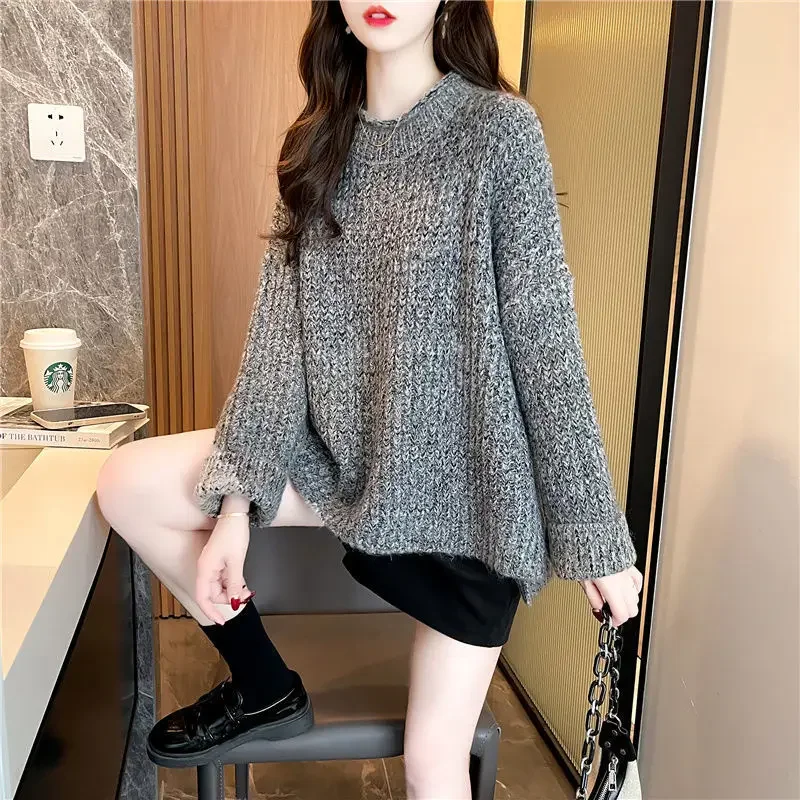 SimpleIdle стильный женский свитер однотонный пуловер с боковым разрезом свободный