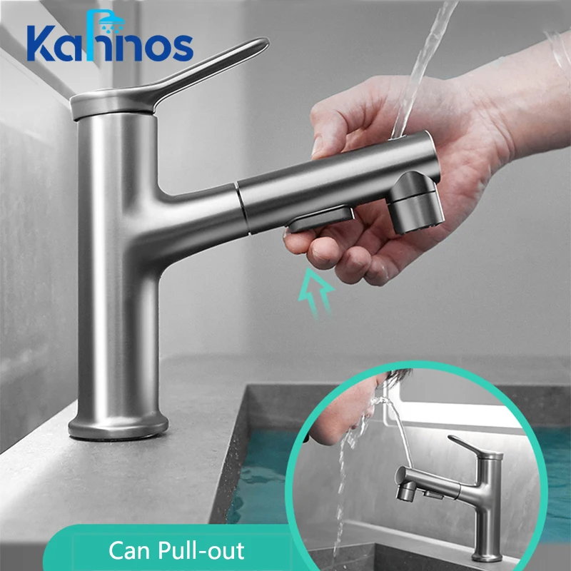 

Sink Faucet Cold Hot Water Basin Pull out of Mixer Tap Rinser Sprayer Gargle Brushing 3 Mode Faucet for Bathroom Sink