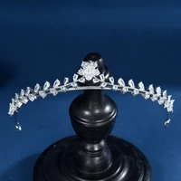 hibride tiaras crowns for women hair accessories cubic zirconia leaf flower design bridal wedding hair jewelry bijoux femm c 125