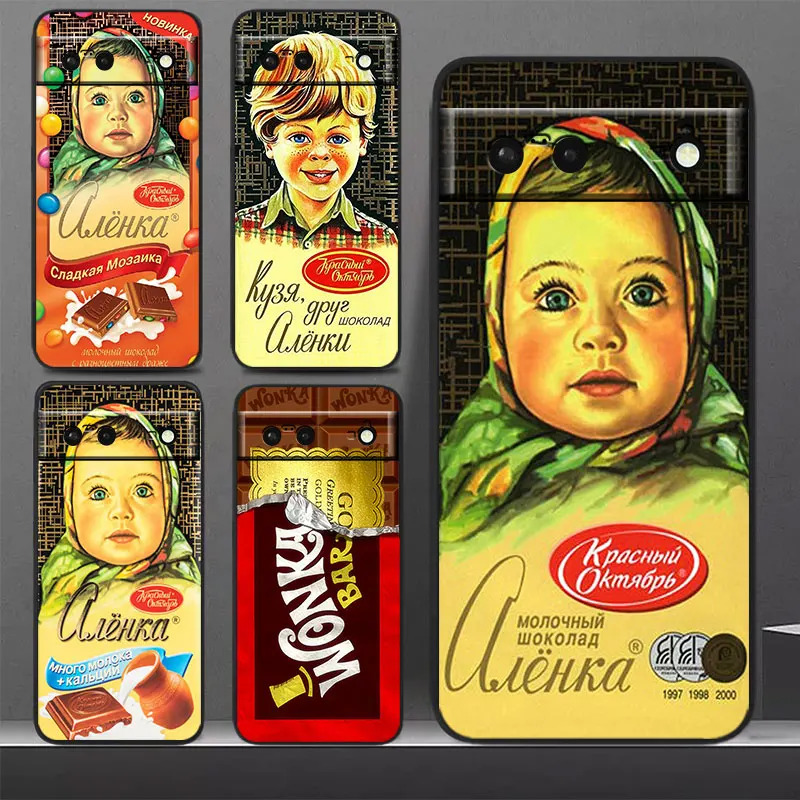 

Alenka bar wonka chocolate Phone Case For Google Pixel 7 Pro 6 Pro 6A 5A 5 4 4A XL 5G Black Soft Cover Fundas Cover
