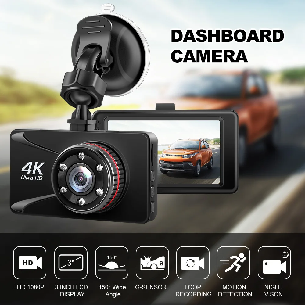 4K Car DVR Dash Cam Auto Video Recorder Vehicle Dash Camera Rear View 24H Parking Monitor Motion Detector Night Vision G-sensor