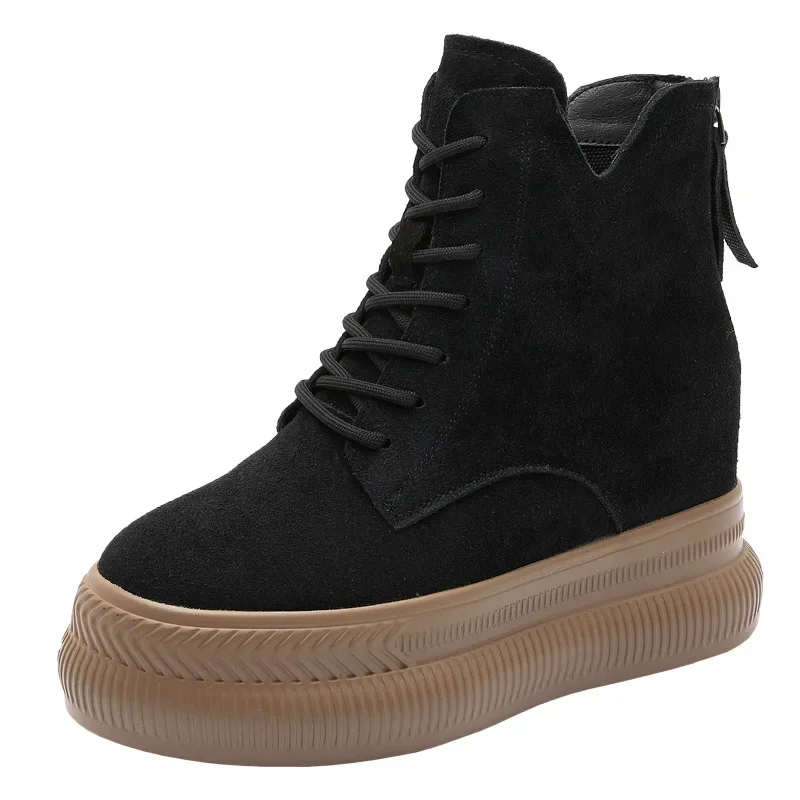 10 см замшевые ботильоны из натуральной коровьей кожи весенние мотоциклетные