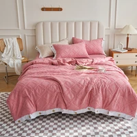 nordic style cut flowers button thin quilt summer comfortable breathable queen quilts mechanical wash comforter 150 180 blankets