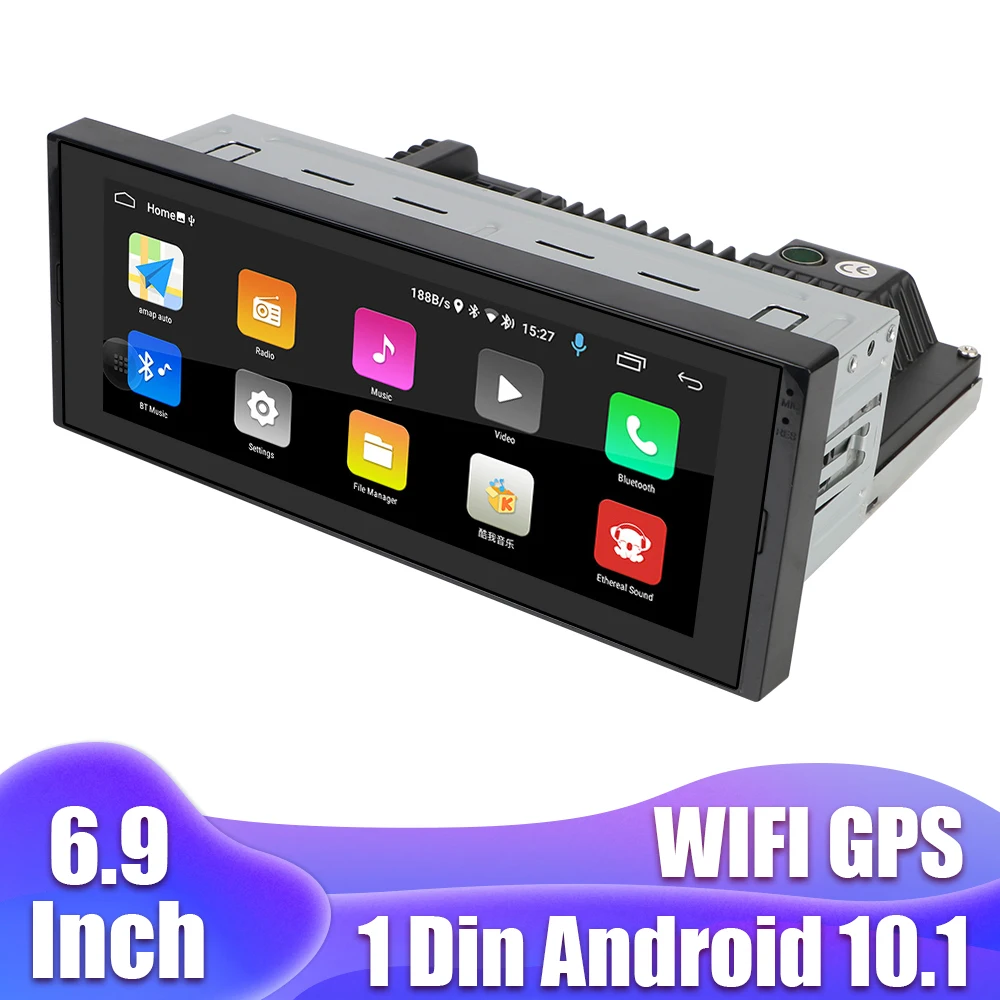 

MP5 Player FM Receiver GPS Bluetooth WiFi IPS Screen Audio Video Hands-free Car Radio Android 10.1 6.9 Inch 1 Din