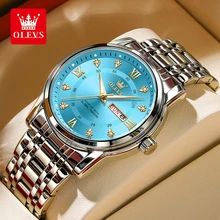 Luxury Top Brand OLEVS Quartz Watch for Men Stainless Steel Waterproof Watches Classic Business Men's Wristwatch (Exclusive New)