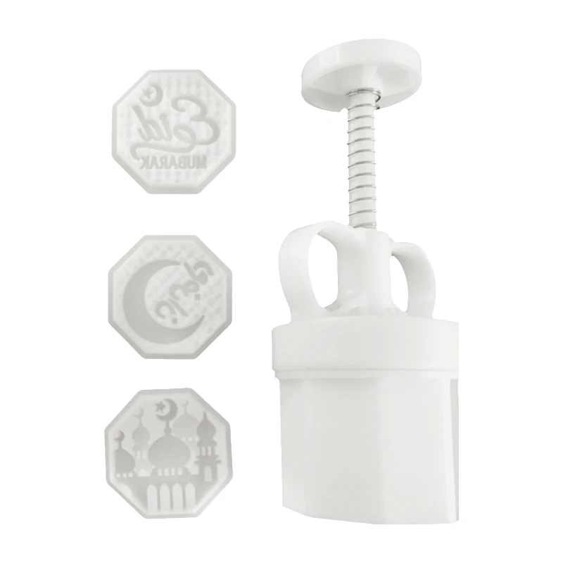 

Thickness Adjustable Moon Cake Mold 50g Eid Mubarak Cookie Stamps Set Hand Press Cutter Green Bean Cake Pastry Mould