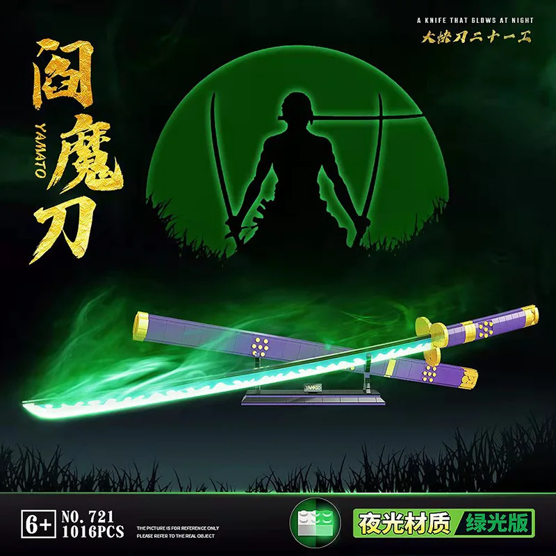 

Anime One Pieceing Yamato Demon Slayered Katana Zangetsu Building Block Model Assembly Sword Weapon Toy Brick For Children