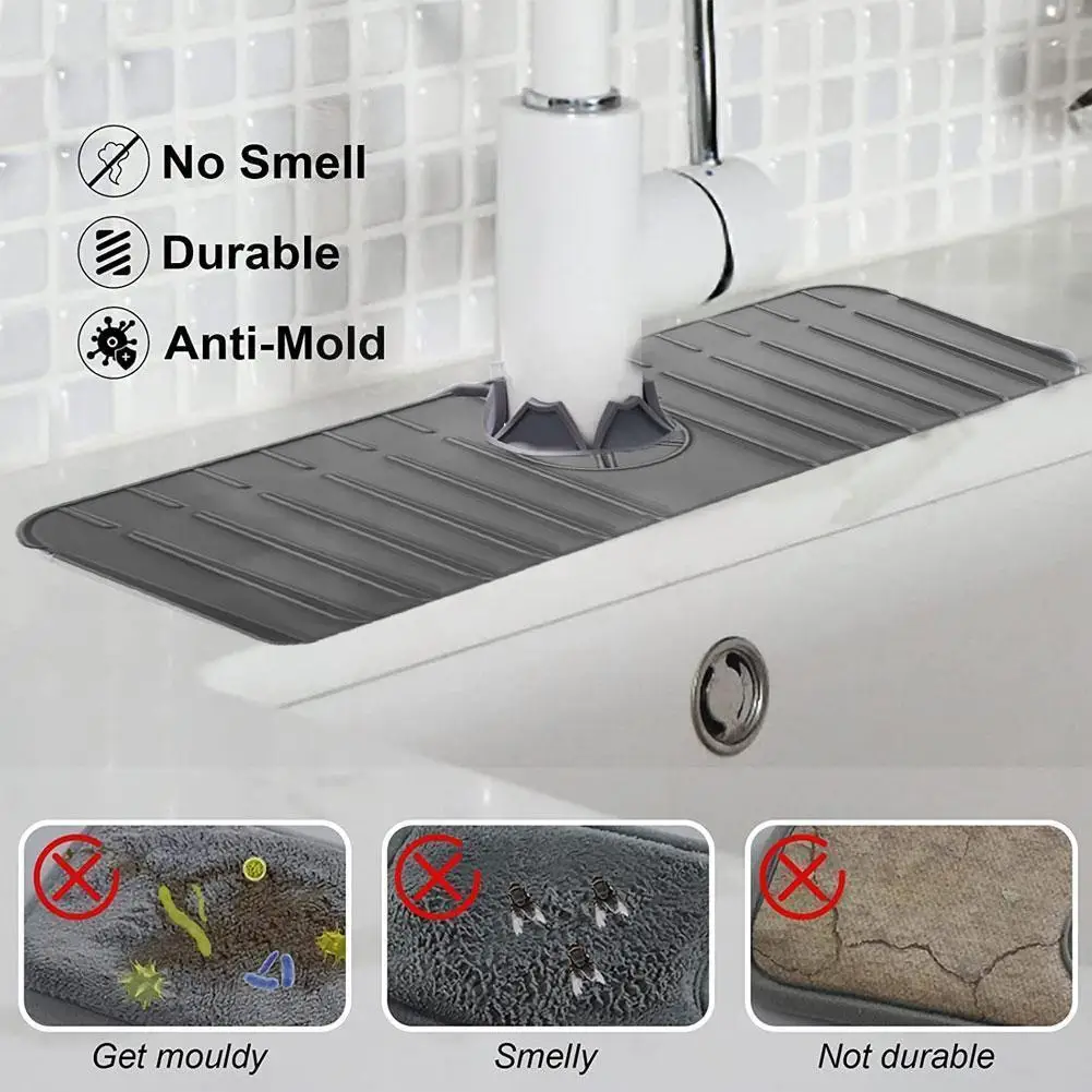 

Faucet Wraparound Splash Catcher Absorbent Mat Dish Drying Pads For Kitchen Bathroom Faucet Counter Sink Water Prevent W7R6