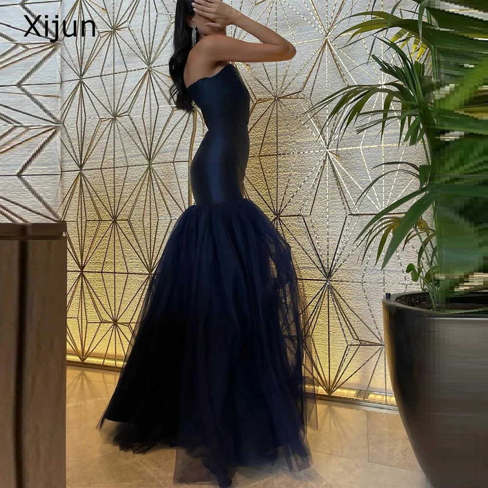 

Черное вечернее платье-Русалка Xijun, простое платье без рукавов в пол для выпускного вечера, официальные платья для Саудовской Аравии для осо...