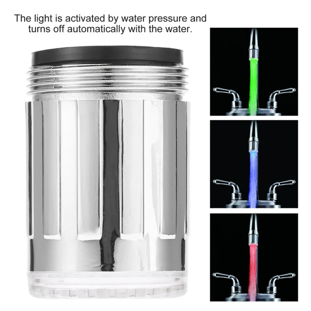 

kitchen LED faucet Water tap Taps accessory temperature faucets sensor Heads attachment on the crane RGB Glow bathroom Drop ship