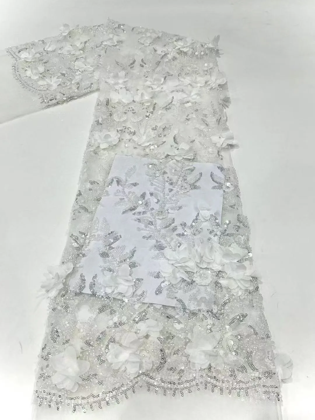 Африканская сетчатая кружевная ткань с бусинами для шитья одежды блесток тюль