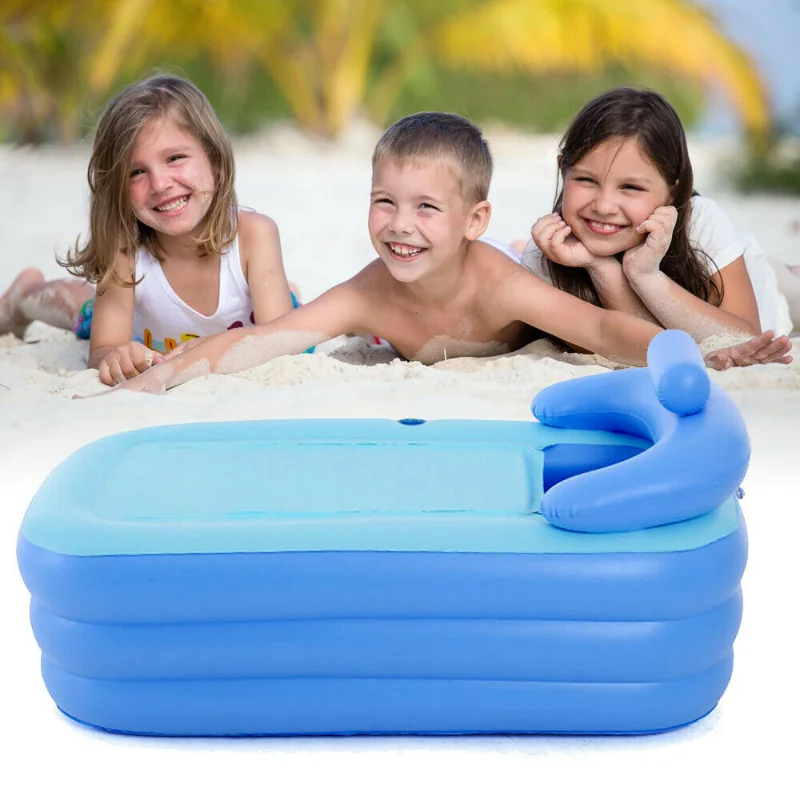 

Foldable Inflatable BathTub Travel Blue Bath Tub for Adults Large Tub Spa 160 x 82 x 75 Cm Blue And Pink Color