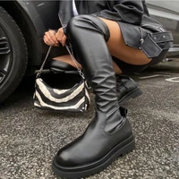 platform women boots 2022 luxury flat bottom winter botas altas mujer sobre rodilla elastic plus size femme