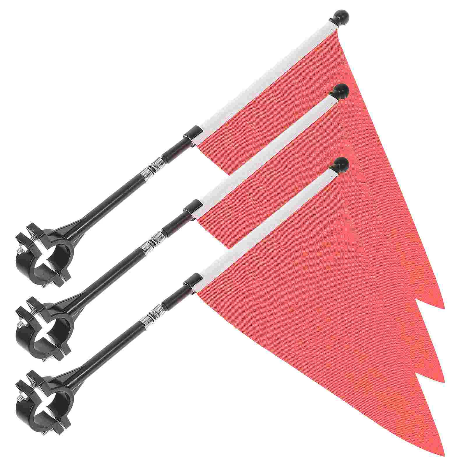 

3 Sets Outdoor Flags Safety Bike Trailer Decor Recumbent Trike Kids Kickstand Handlebar Pole Holder Bicycle