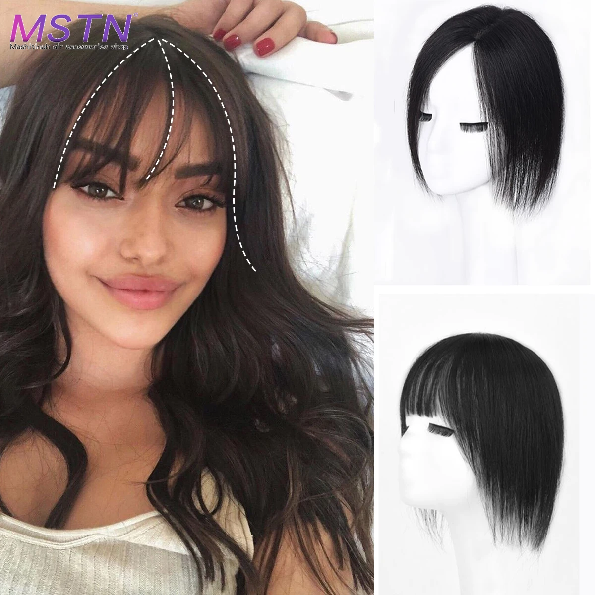 MSTN Synthetic Short Straight Toupee Hair Hand-made Black Topper Clip In Hair Extension True Invisibility Hair Closure for Women