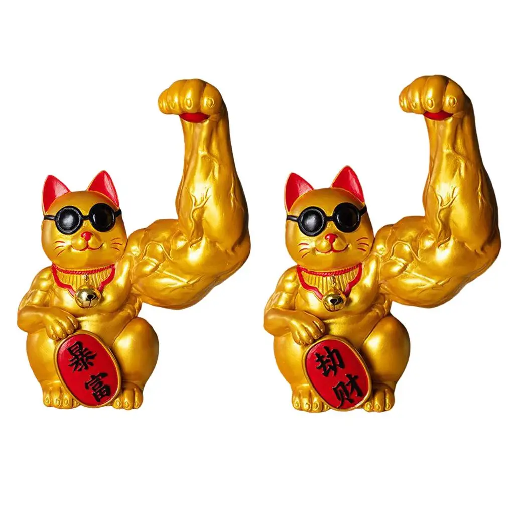 

Funny Strong Arm Lucky Cat Figurine Market Shop Openning Gift Welcome Cat