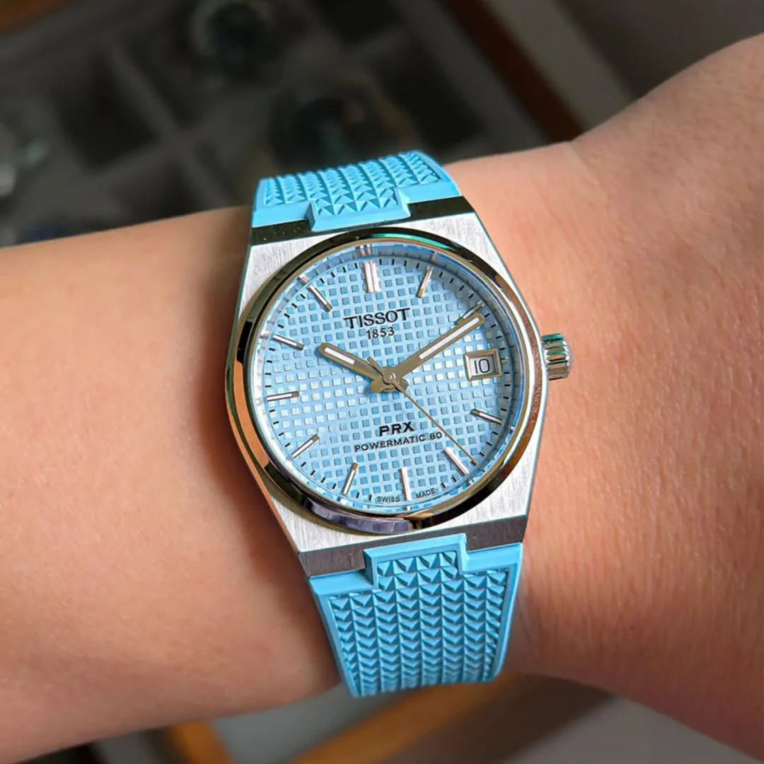 Фото Ремешок для часов Tissot PRX 35 мм/40 мм, 11 мм/12 мм, из каучука FKM CTS, с быстросъемной застежкой. №3