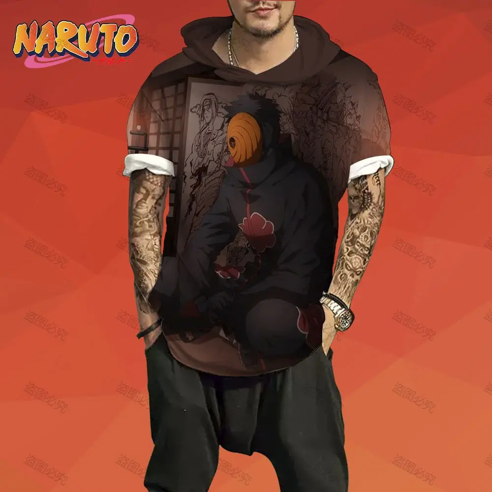 

T Shirt for Men Naruto Hooded Trend Men's Y2k T-shirt 2022 High Quality Ninja Short Sleeve Trapstars 3xl Fashion Harajuku Style