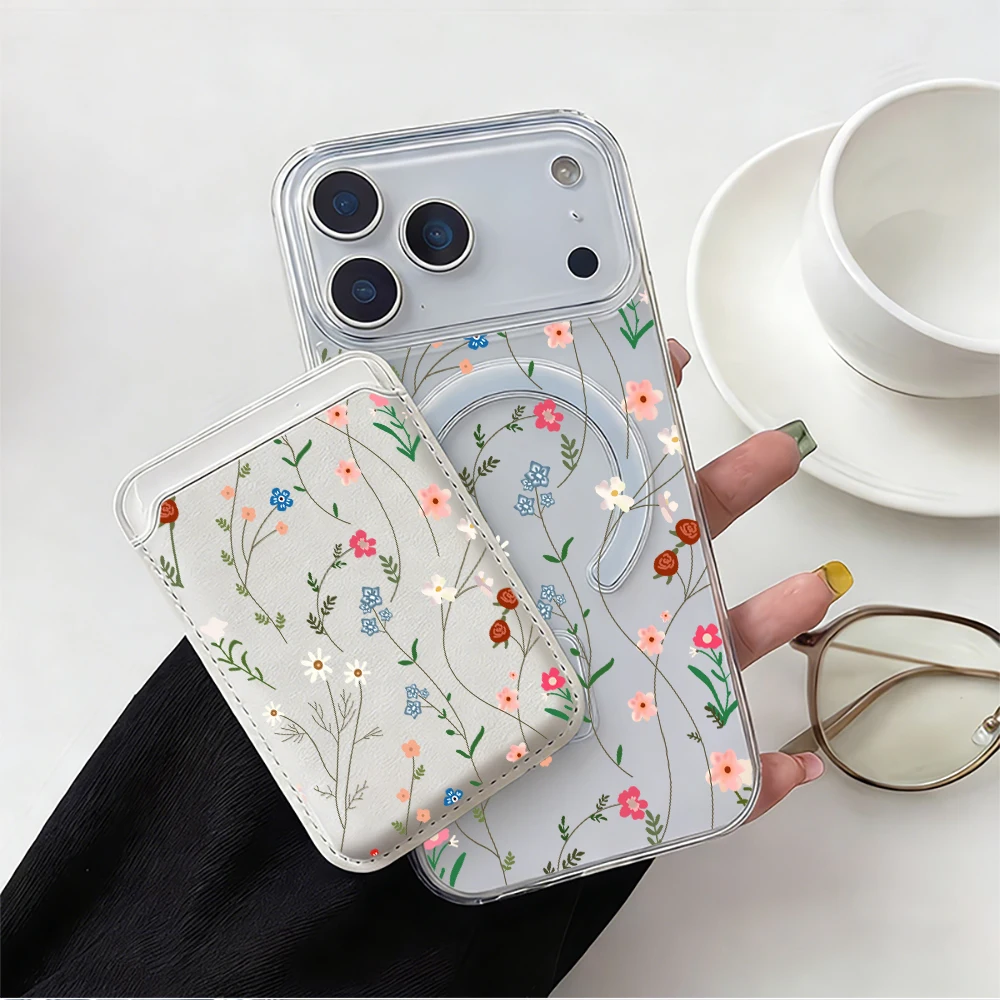 Фото Чехол для телефона с магнитным держателем для карт Wildflowers and Weeds For Magsafe, совместимый с iPhone 17, 16, 13, 15, 12, 14 Pro Max Plus, Air 16E №1
