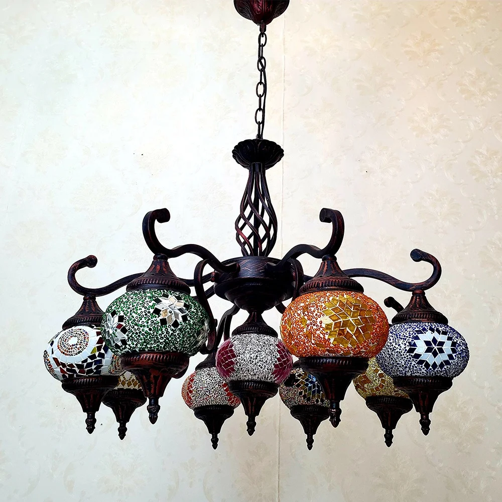 

China Lamp Turkish Style Glass Pendant Lights Handmade Industrial Vintage Turkish Chandelier