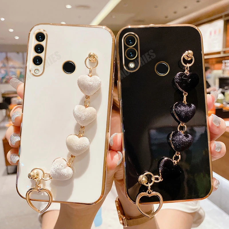 

Чехол P 30 20 30 lite с браслетом в виде сердца для Huawei P30 Lite P20 Pro P40 P Smart Plus 2019, силиконовый чехол с цепочкой P30lite