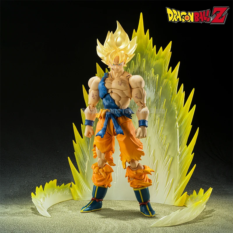 

Dragon Ball Son Goku Action Figure S.H.F Battle Damage Form Super Saiyan Original Bandai 15th Anniversary Model Doll Toys