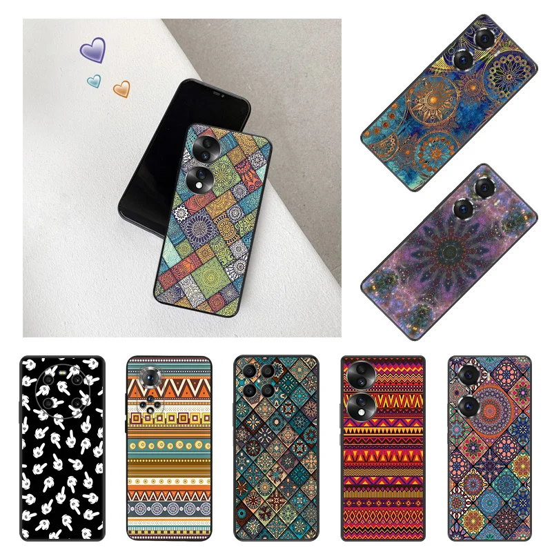 

Силиконовые черные чехлы для телефонов Honor 80 70 60 50 30i 20 X9a X8 X7 X6 X5 Magic 5 4 Мандала узор в клетку Huawei Mate 20 10