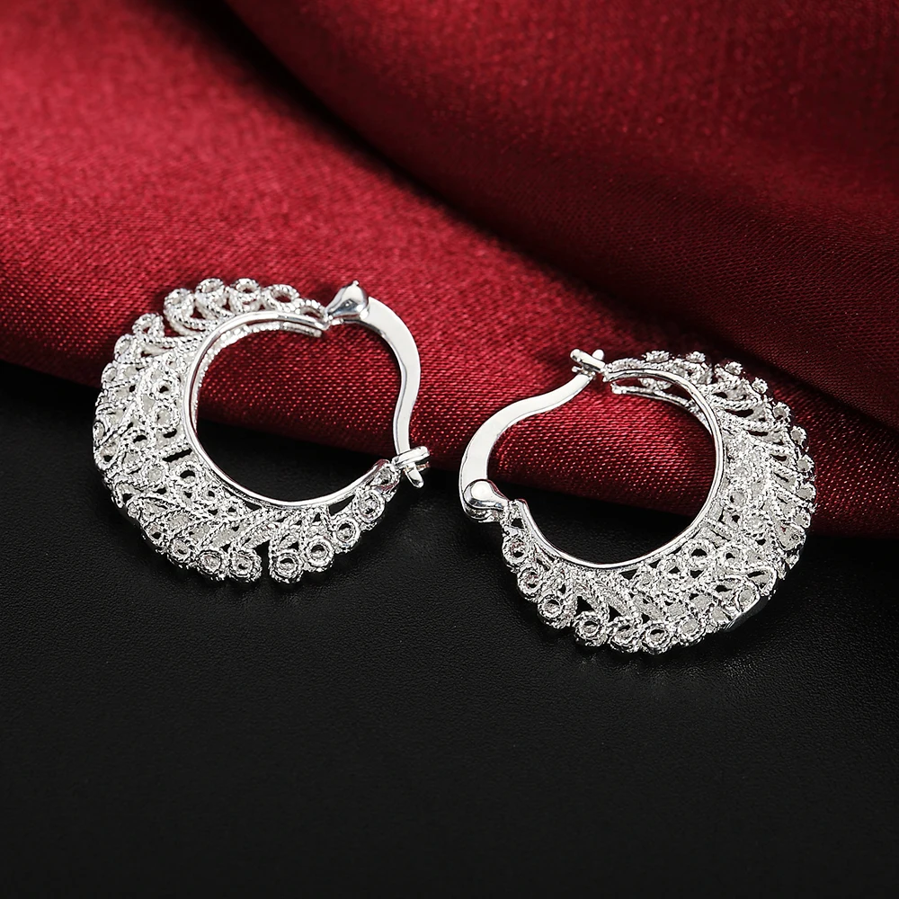 

925 Stamp Hollowed Flower Small Hoop Earrings For Women Wedding Party Luxury Fashion Jewelry 2022 Christmas Gift