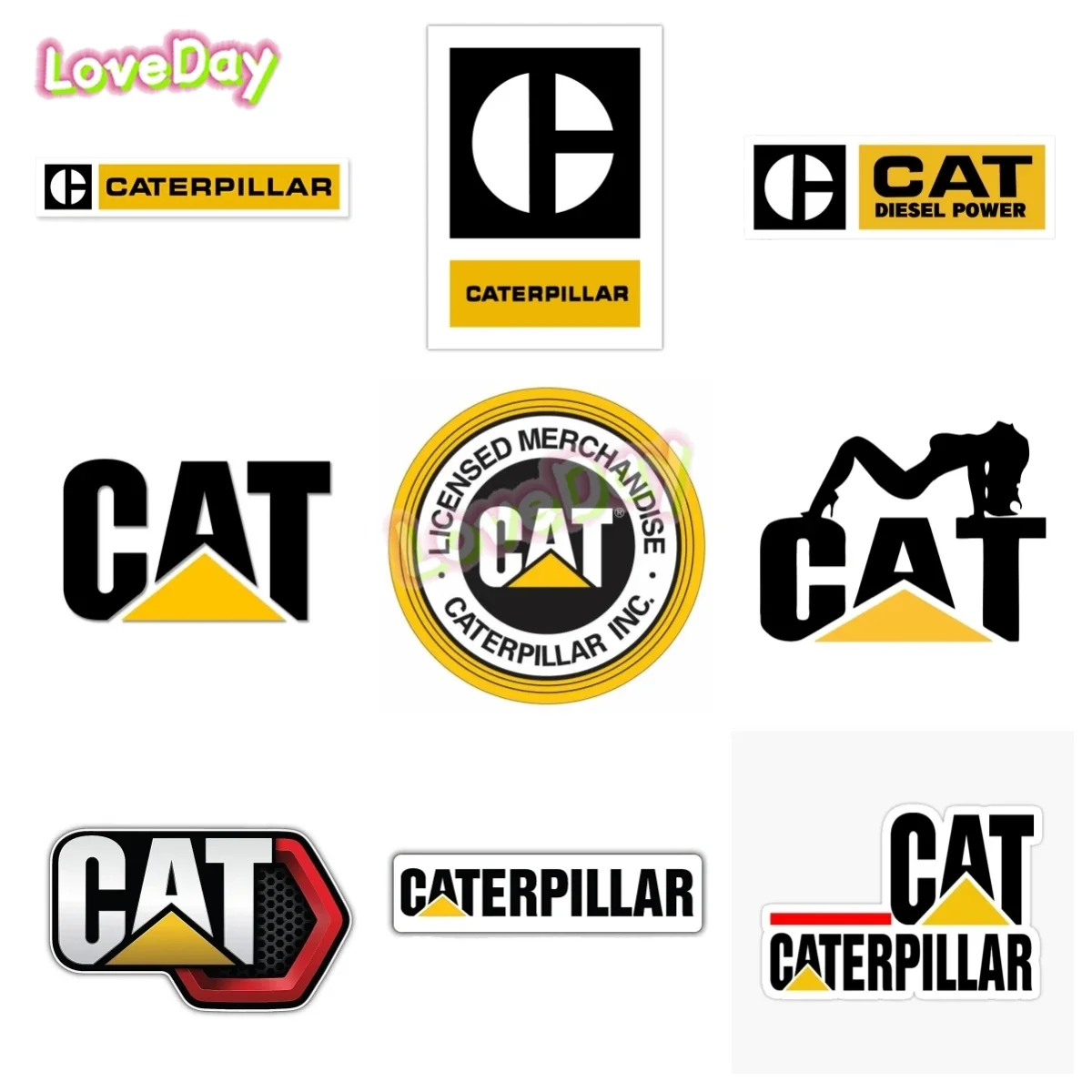 Виниловая наклейка с изображением гусеницы и кошки