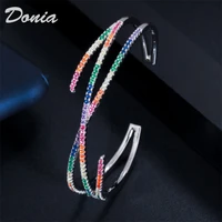 donia jewelry fashion creative ladies open bracelet copper micro inlaid aaa color zircon jewelry adjustable hollow bracelet