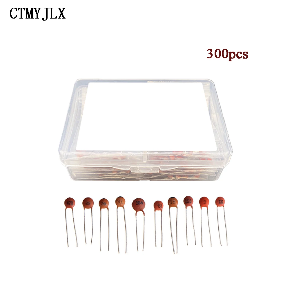 

300pcs/lot Ceramic Capacitor Set Pack 2PF-0.1UF 30 Values*10pcs DIY Electronic Components Package Capacitor Assorted Kit Samples