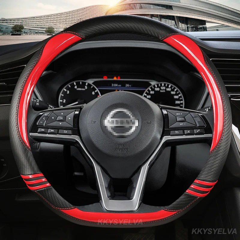 Car Steering Wheel Cover D Type Carbon Fiber For Nissan X-trail Qashqai Rogue Sport Rogue 2017 2018 2019 2020 2021 Altima Versa Car Steering Wheel Cover D Type Carbon Fiber For Nissan X-trail Qashqai Rogue Sport Rogue 2017 2018 2019 2020 2021 Altima Versa